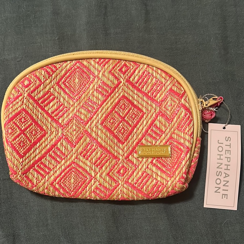 Stephanie Johnson Pink and Tan Cosmetic Bags